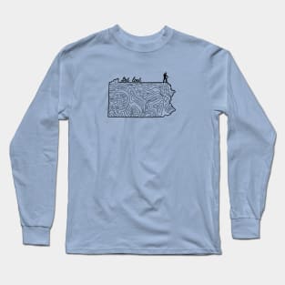 Get Lost Hiking Topographic Art Hike Pennsylvania State Map Long Sleeve T-Shirt